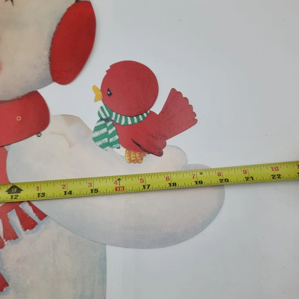 Vintage Jointed Snowman Cardboard Die Cut Christmas Wall Decor Large 26 Inch